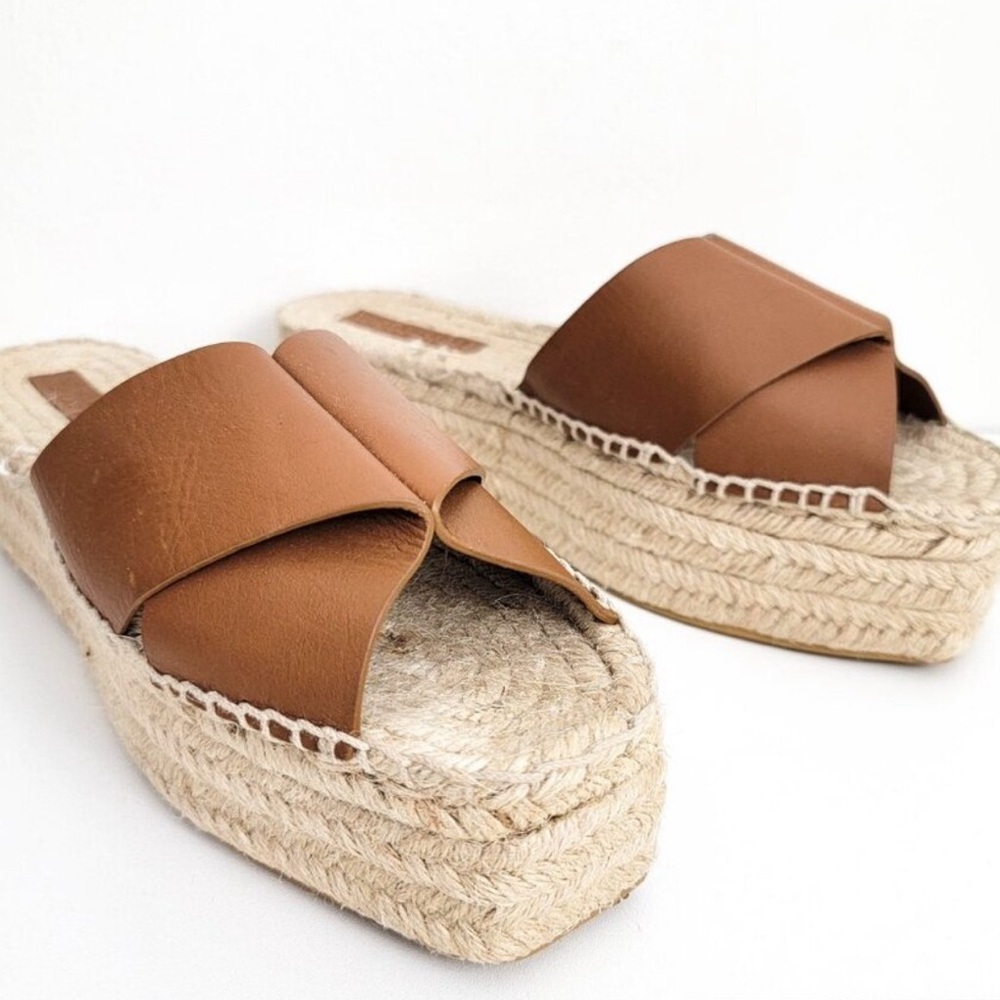 Mercedes Castillo Platform Espadrilles Sandals in Chestnut Brown 10 40